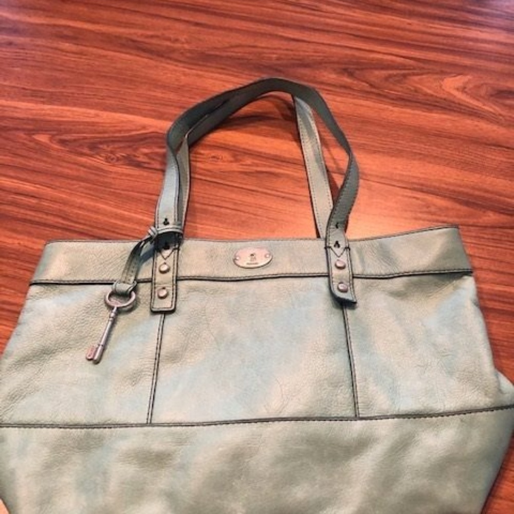 Fossil Emma Tote Large Mint  Leather Tote